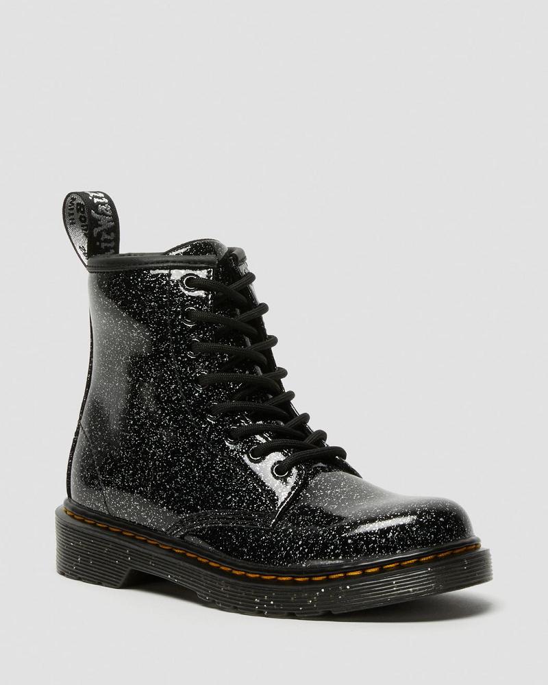 Black Kids\' Dr Martens Junior 1460 Glitter Lace Up Boots | CA 676DFM